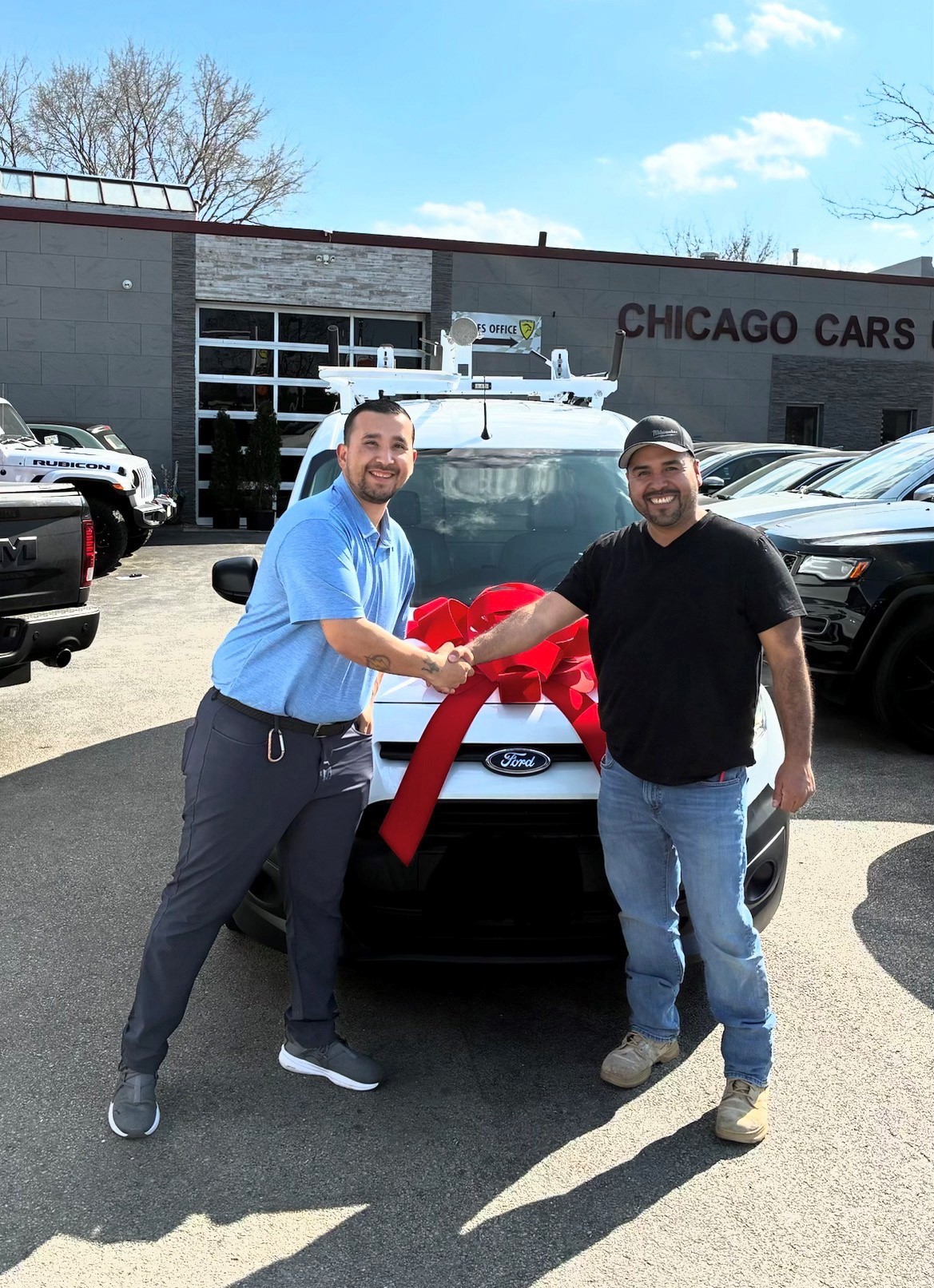 Customer with their Ford Transit at Chicago Cars US